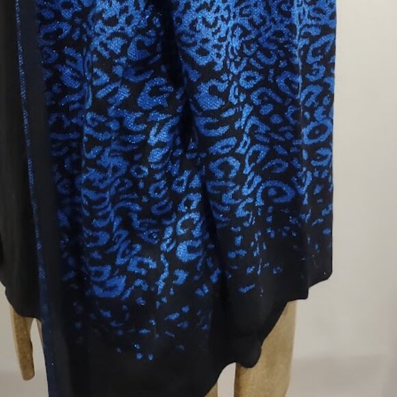 ALFRED DUNNER BLUE & BLACK LEOPARD PRINT STUDS BLING FAUX CAMI 3/4 SLEEVE LG - Picture 4 of 12